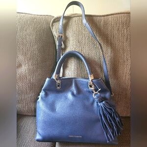 Vince Camuto Navy Blue leather Elva Satchel Handbag with crossbody strap NWT